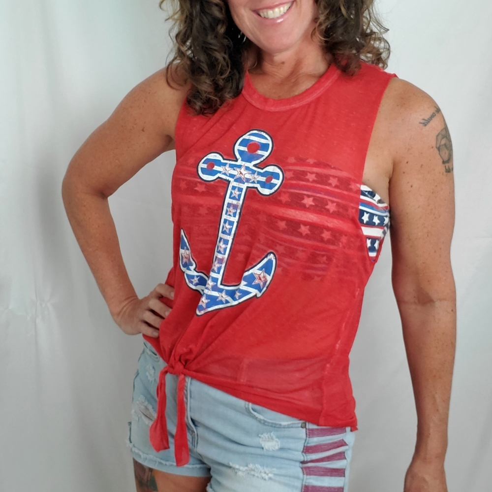 No Boundaries 2 piece nautical americana halter and muscle shirt